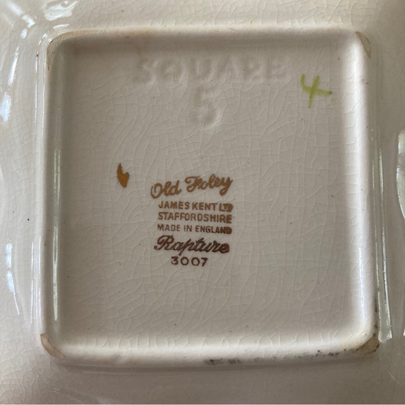 Old Foley Staffordshire England James Kent Rapture Vintage Dish Roses Square 5” - Picture 4 of 4